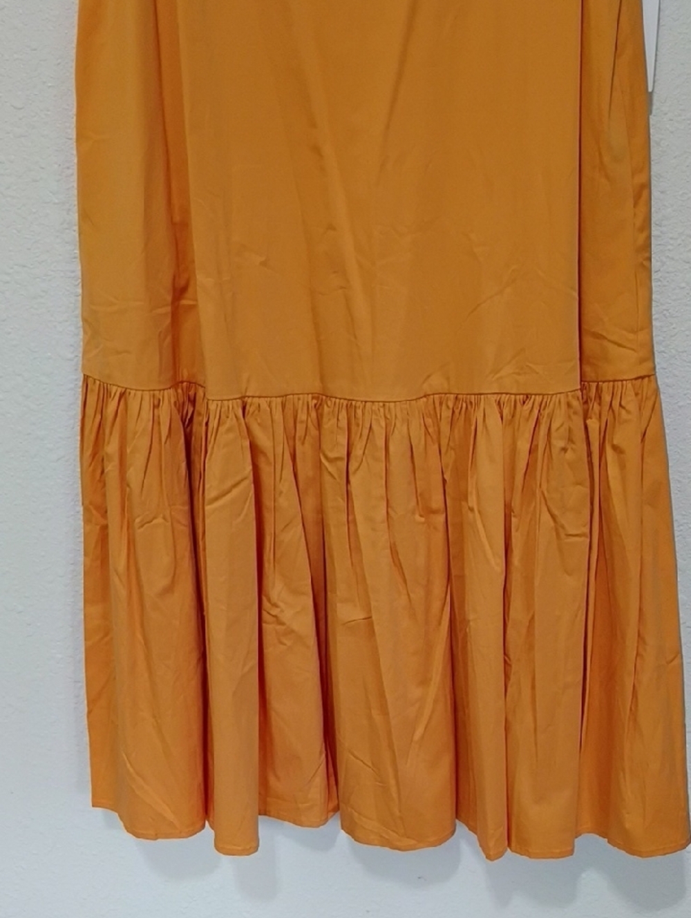 Willow Sleeveless Orange Midi Dress with Gathered Hem - Picture 3 of 6